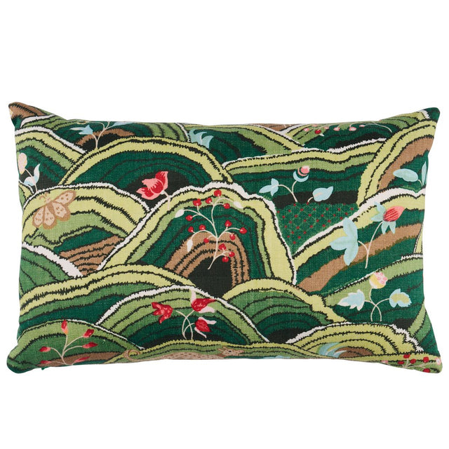 Schumacher Green 18" x 12" Rolling Hills Pillow