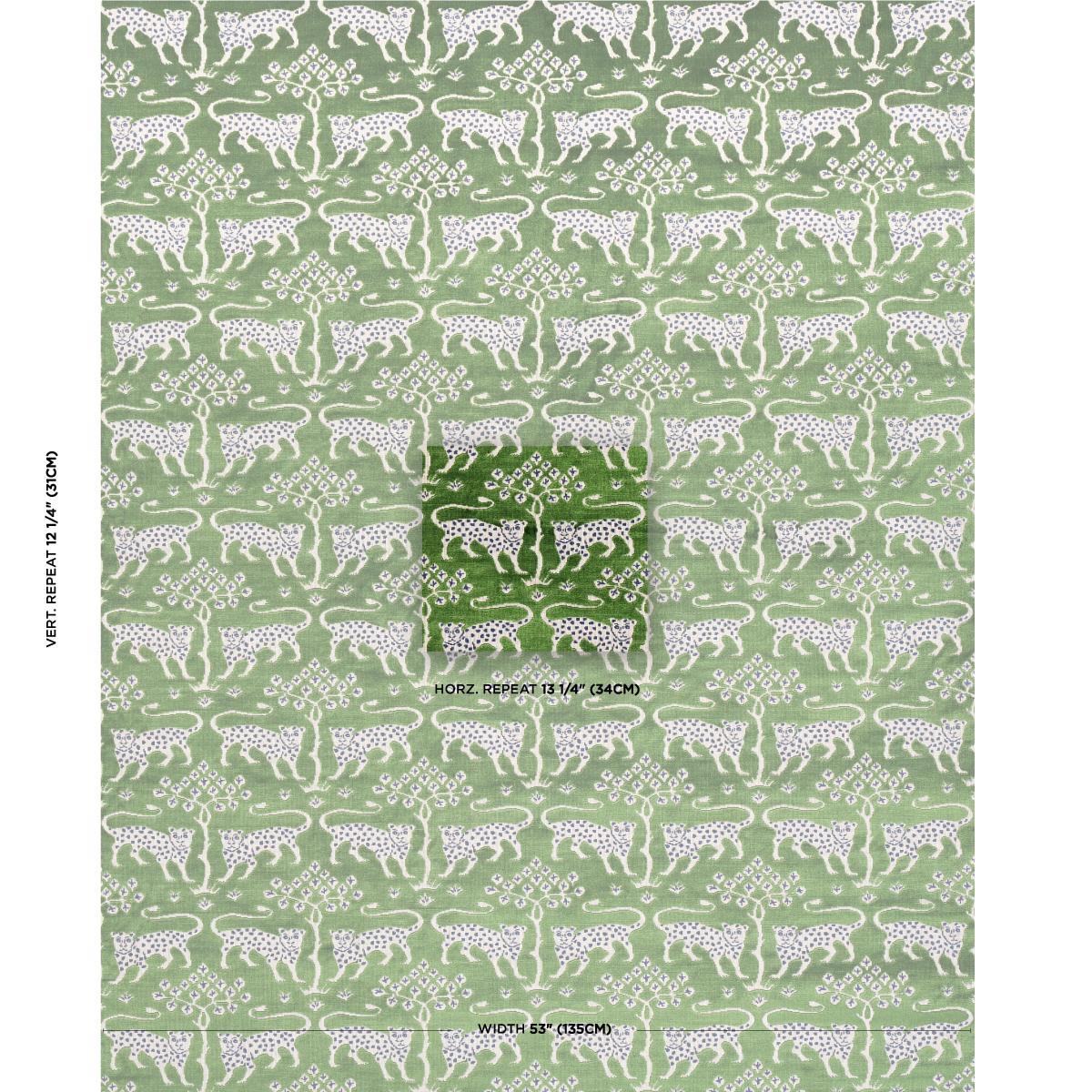 Schumacher Woodland Leopard Velvet Emerald Fabric