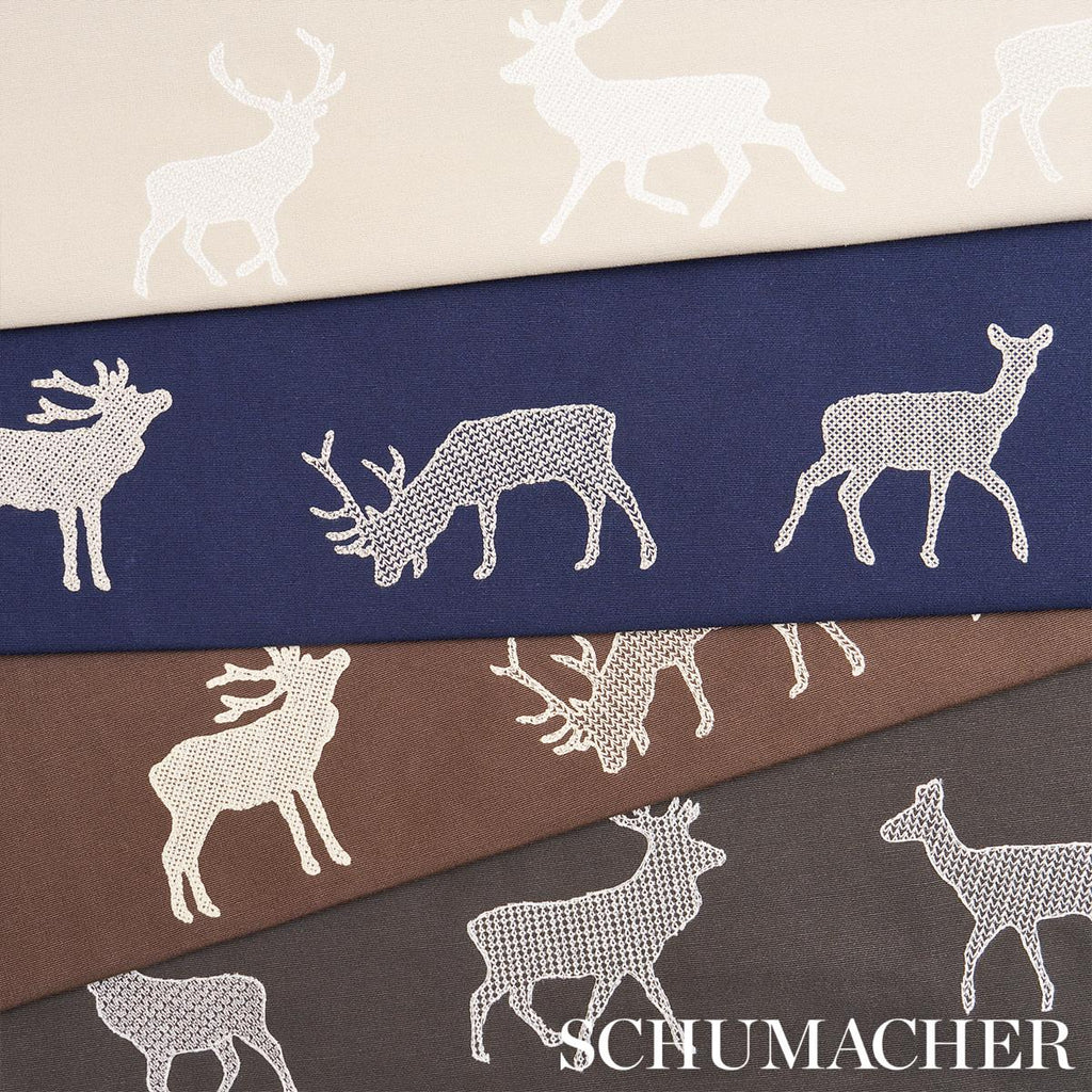 Schumacher Caribou Embroidery Parchment Fabric