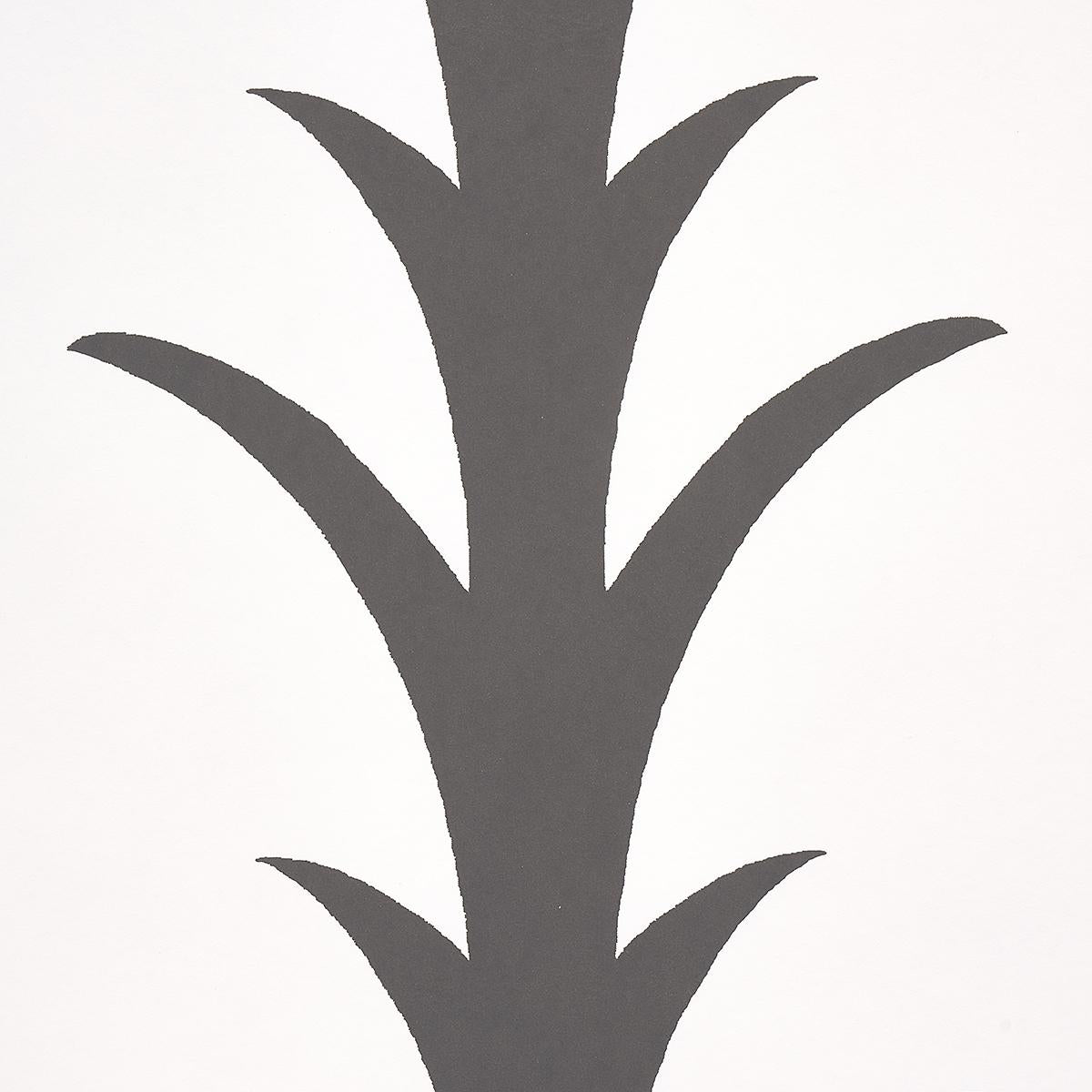 Schumacher Acanthus Stripe Carbon On Ivory Wallpaper