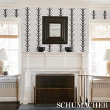 Schumacher Acanthus Stripe Carbon On Ivory Wallpaper