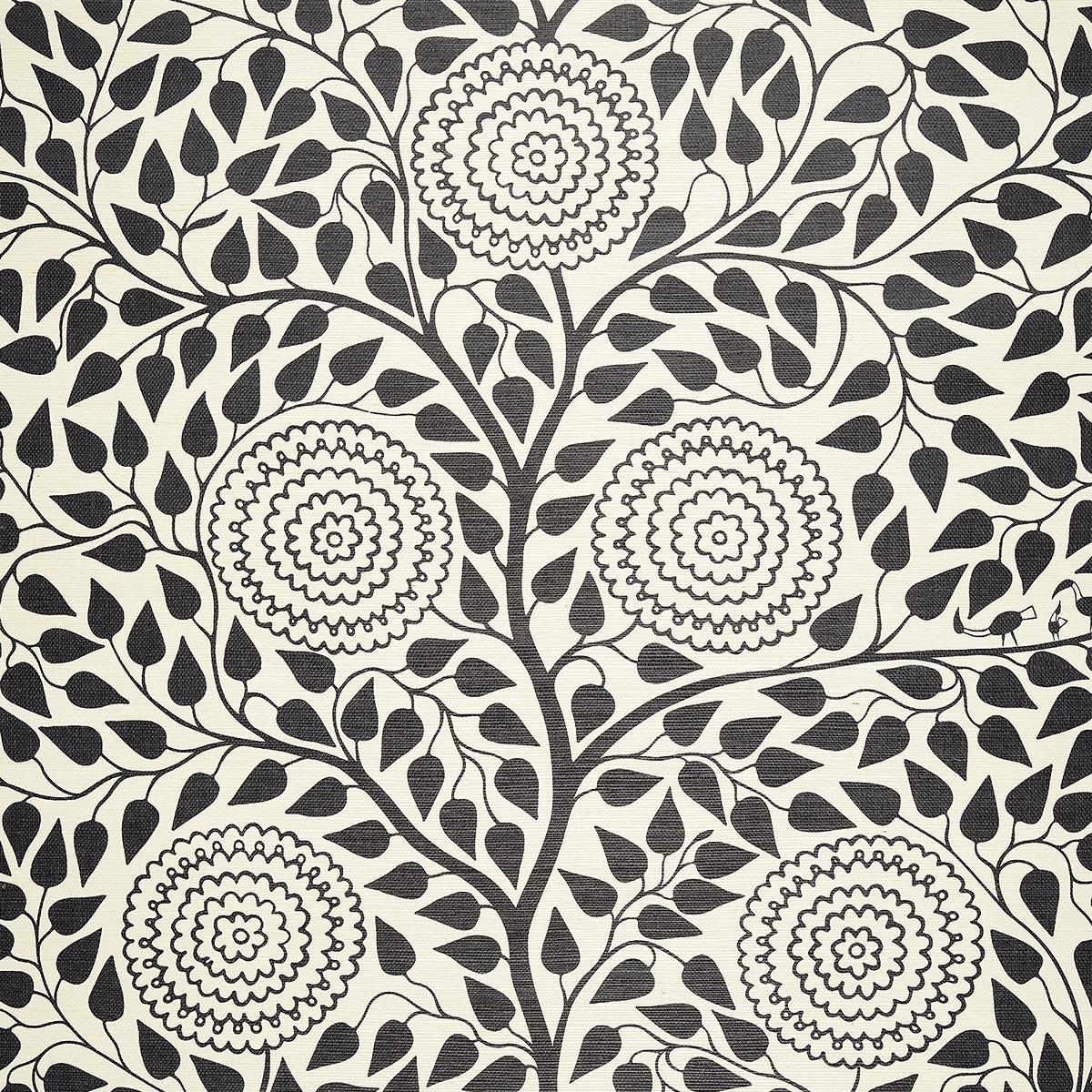 Schumacher Kayon Sisal Panel Black Wallpaper