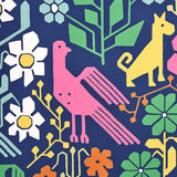 Schumacher Lupita Multi On Navy Wallpaper