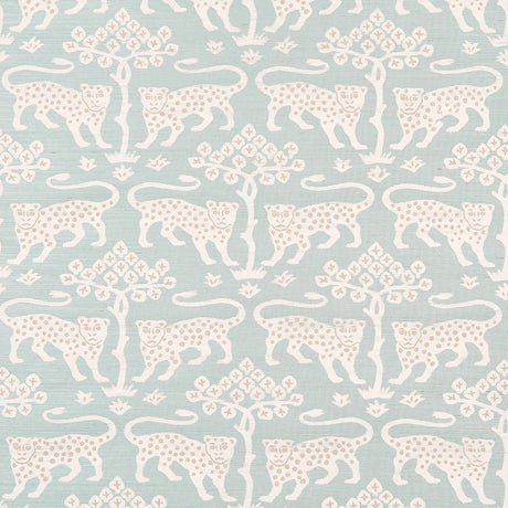 Schumacher Woodland Leopard Sisal Waterblue Wallpaper