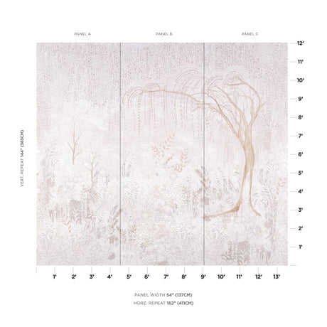 Schumacher Bisou Panel Set Blush Wallpaper