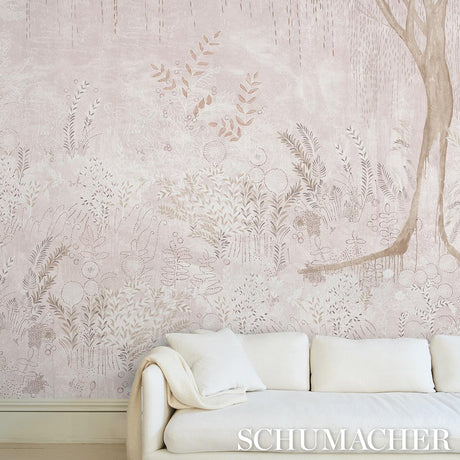 Schumacher Bisou Panel Set Blush Wallpaper