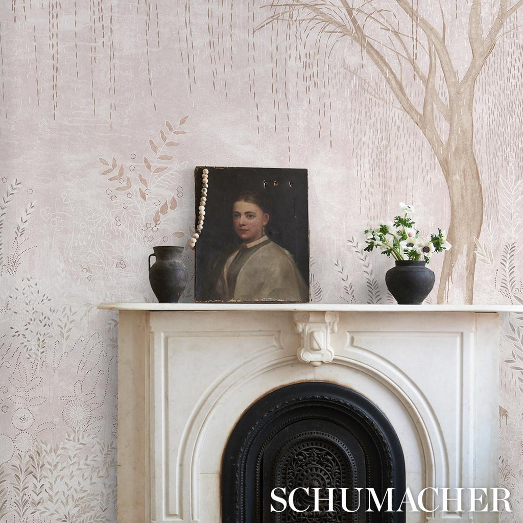 Schumacher Bisou Panel Set Blush Wallpaper
