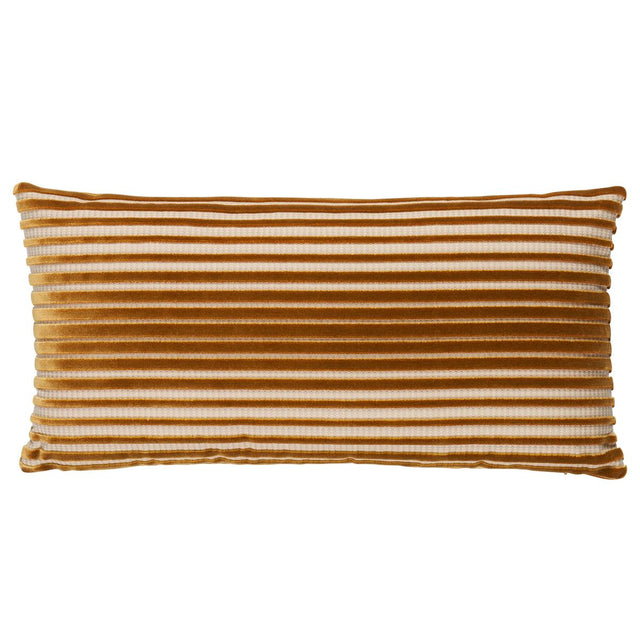 Schumacher Bronze 24" x 12" Chimay Stripe Velvet Pillow