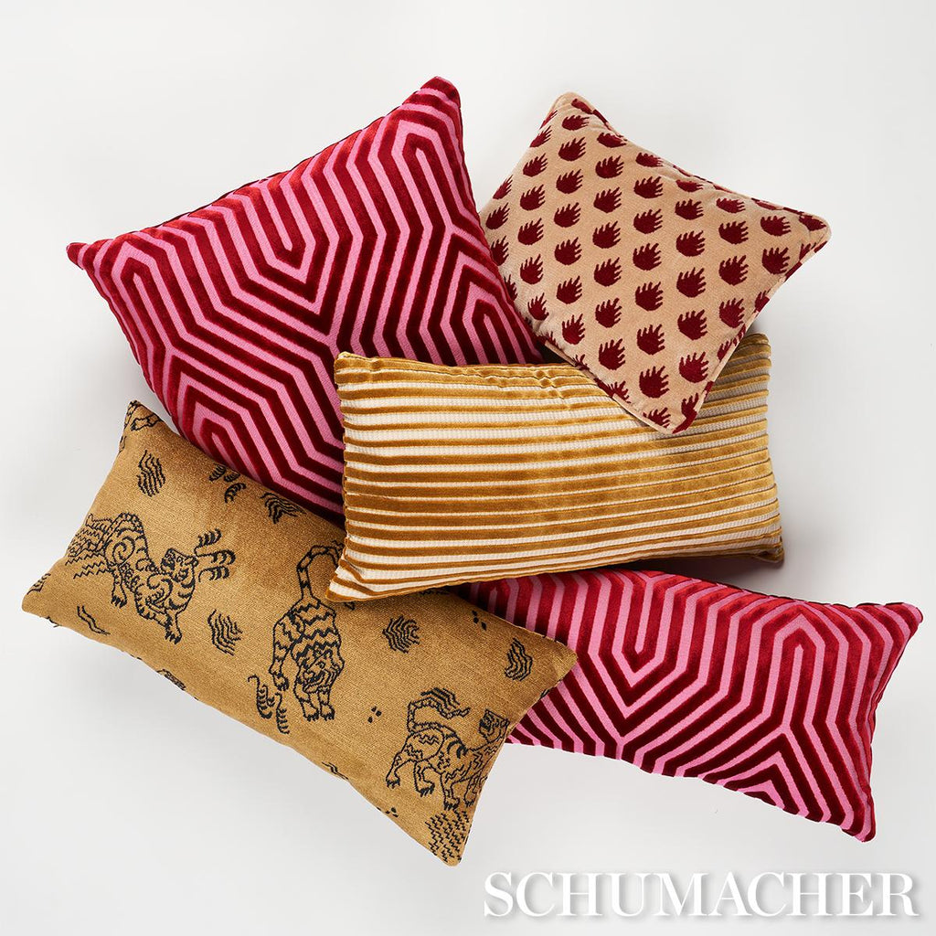 Schumacher Chimay Stripe Velvet Bronze 24" x 12" Pillow