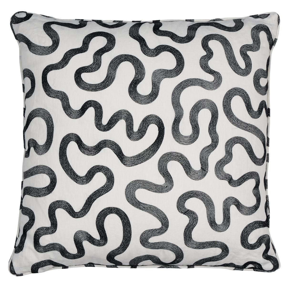 Schumacher Black On Ivory 20" x 20" Riley Pillow