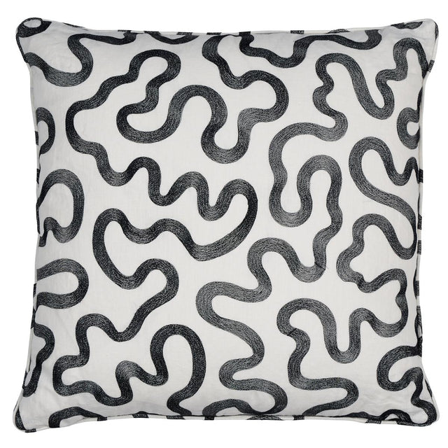 Schumacher Black On Ivory 20" x 20" Riley Pillow