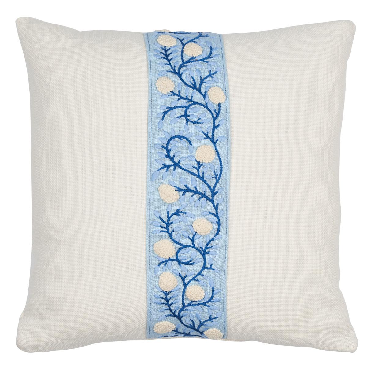 Schumacher Ivory & Blue 16" x 16" Ashoka Pillow
