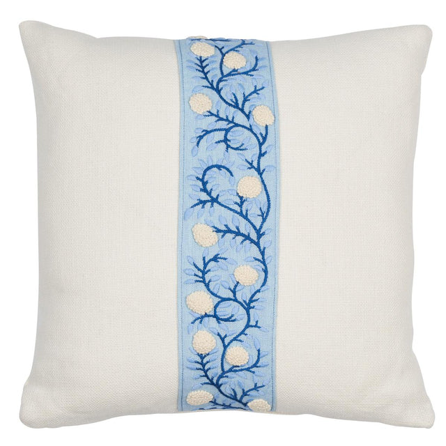 Schumacher Ivory & Blue 16" x 16" Ashoka Pillow