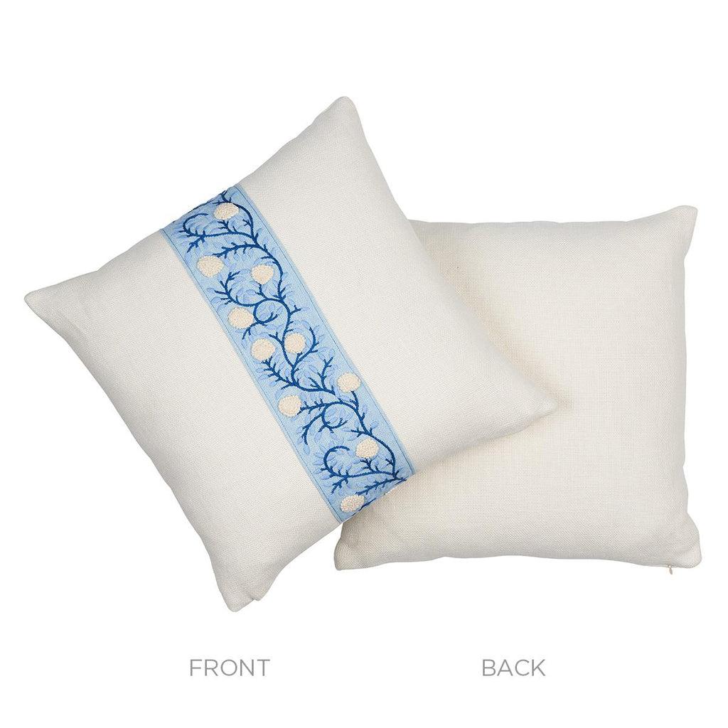 Schumacher Ashoka Ivory & Blue 16" x 16" Pillow