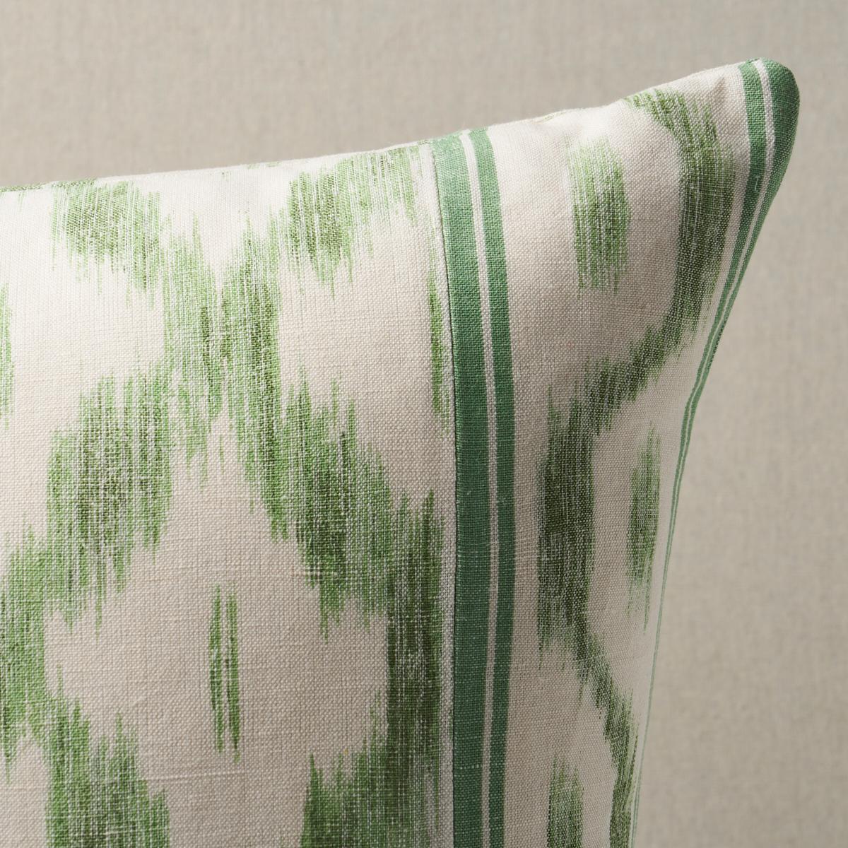Schumacher Santa Monica Ikat Leaf Green 22" x 22" Pillow