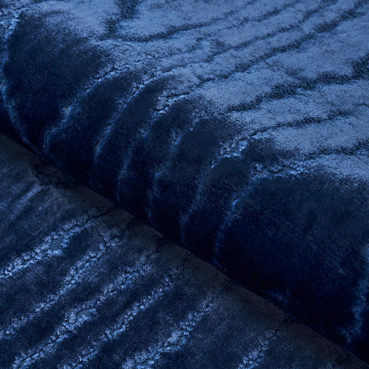 Schumacher Marisa Moire Velvet Lapis Fabric