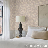 Schumacher Kantha Embroidered Flower Sisal Carbon Wallpaper
