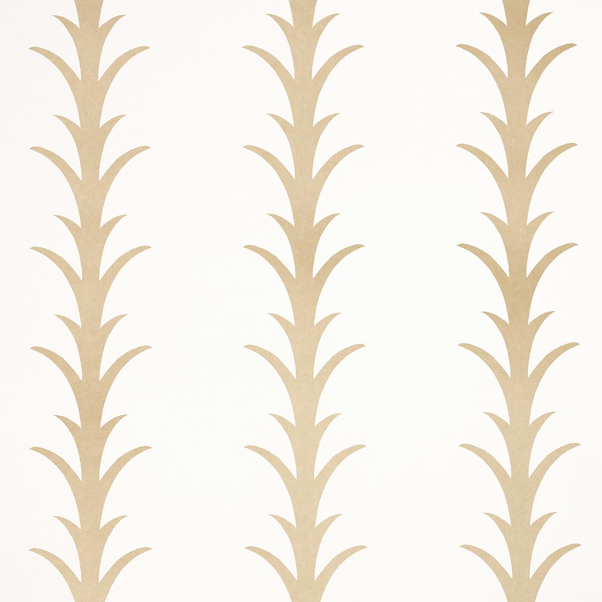 Schumacher Acanthus Stripe Gold On Ivory Wallpaper