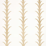 Schumacher Acanthus Stripe Gold On Ivory Wallpaper
