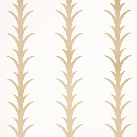 Schumacher Acanthus Stripe Gold On Ivory Wallpaper