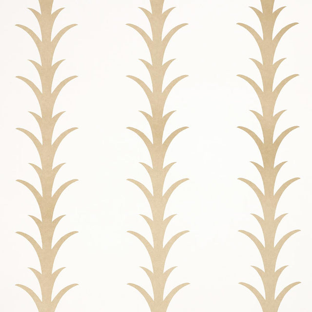 Schumacher Acanthus Stripe Gold On Ivory Wallpaper