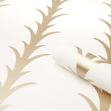 Schumacher Acanthus Stripe Gold On Ivory Wallpaper