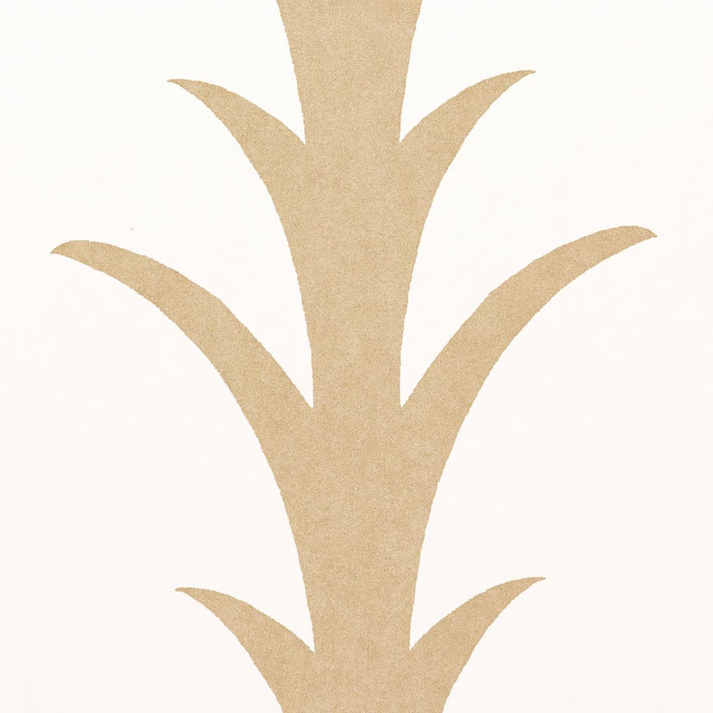 Schumacher Acanthus Stripe Gold On Ivory Wallpaper