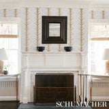 Schumacher Acanthus Stripe Gold On Ivory Wallpaper