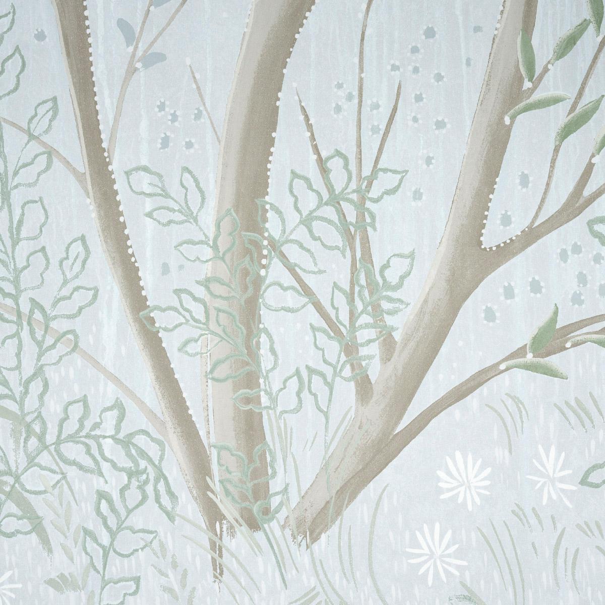 Schumacher Brindille Golden Accented Panel Set Mineral Wallpaper