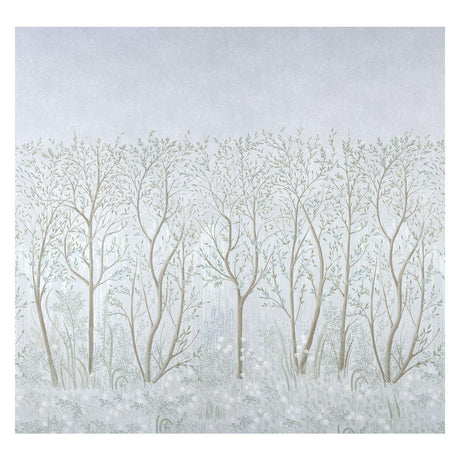 Schumacher Brindille Golden Accented Panel Set Mineral Wallpaper