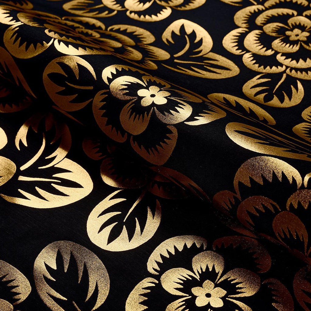 Schumacher Angelica Floral Gold & Noir Fabric