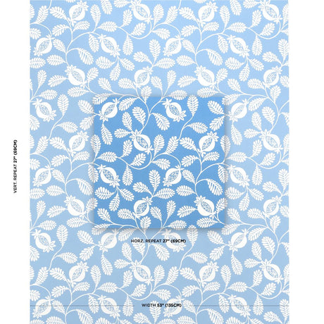 Schumacher Lanzadera Vine Indoor/Outdoor Ocean Fabric