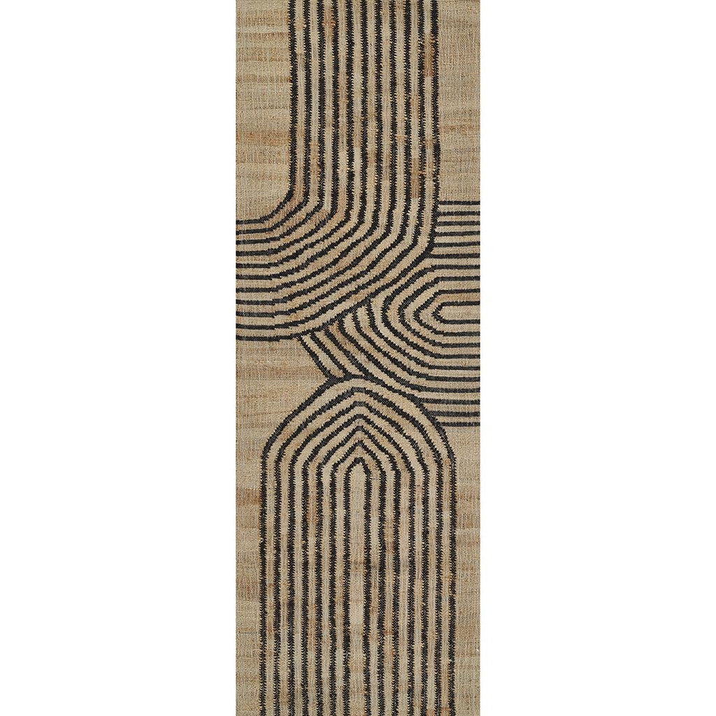 DecoratorsBest Archway Abstract Black Sand 2'3" x 8' Jute and Wool Runner Rug