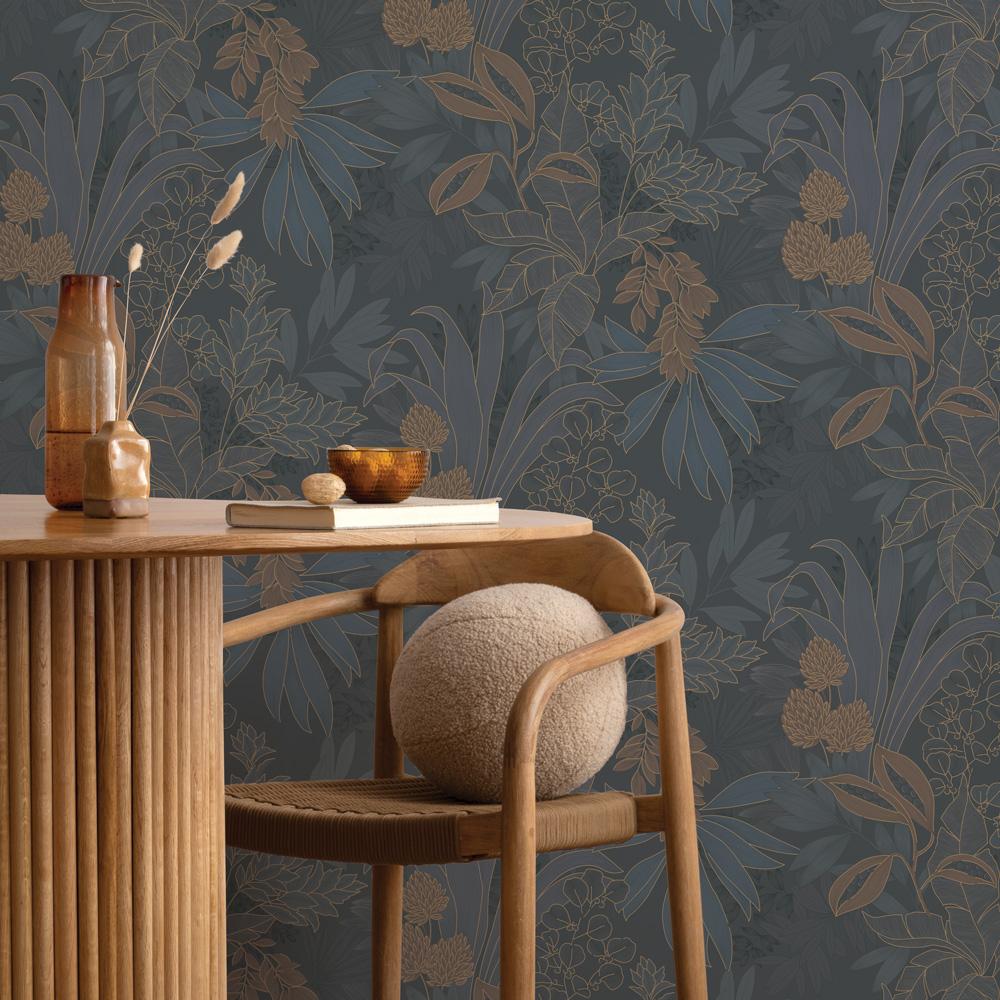 DecoratorsBest Bloom Oasis Midnight Navy Non-Pasted Wallpaper