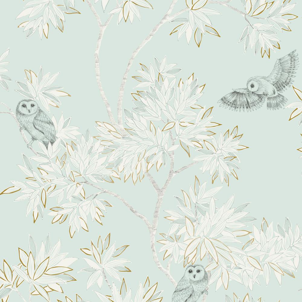 Tempaper Owls Ice Blue Non-Pasted Wallpaper