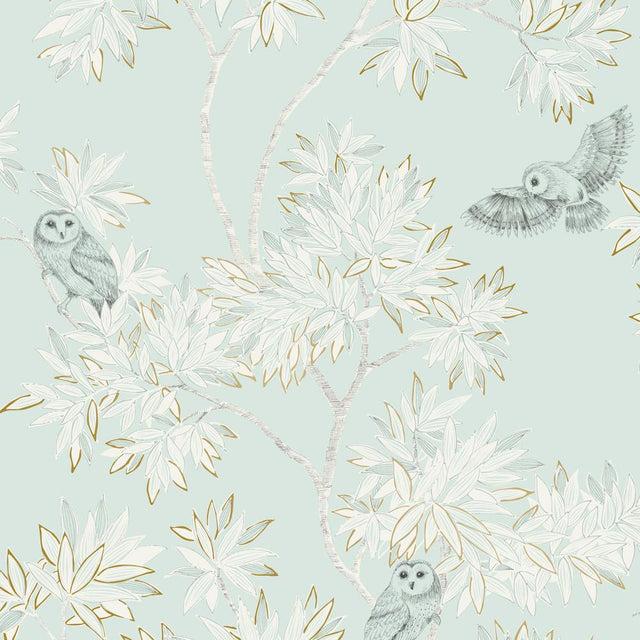 Tempaper Owls Ice Blue Non-Pasted Wallpaper