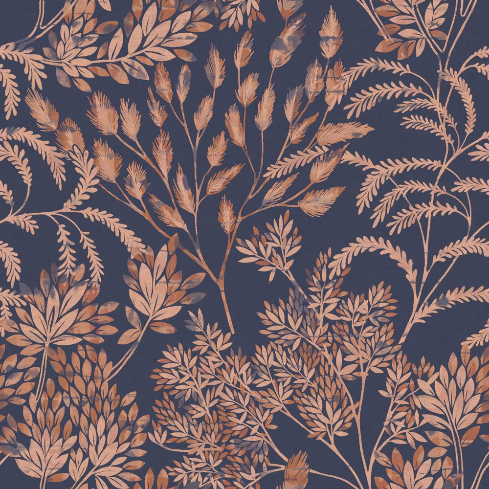 Tempaper Tranquil Leaf Navy Non-Pasted Wallpaper