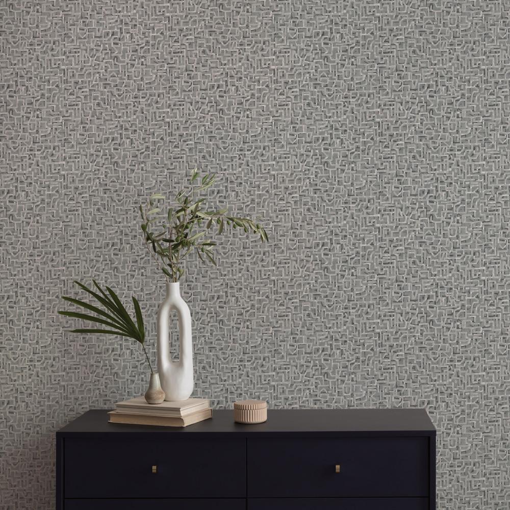 DecoratorsBest Geometric Maze Grey Non-Pasted Wallpaper