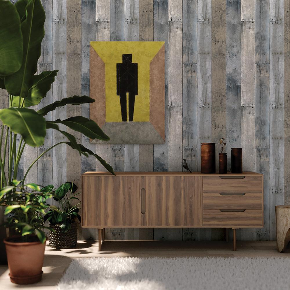 DecoratorsBest Reclaimed Wood Grey Peel and Stick Wallpaper, 28 sq. ft.