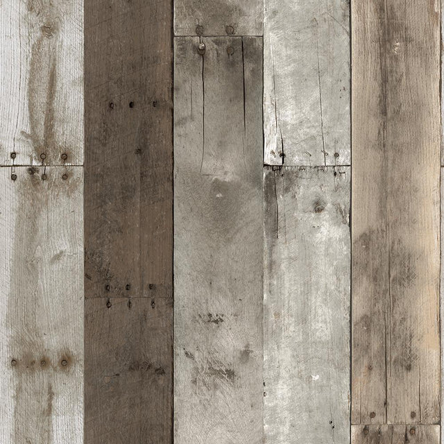 Tempaper Reclaimed Wood Brown Peel and Stick Wallpaper, 28 sq. ft.