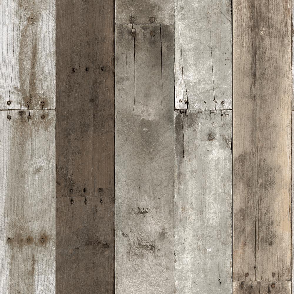 DecoratorsBest Reclaimed Wood Brown Peel and Stick Wallpaper, 28 sq. ft.