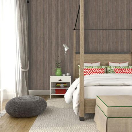 DecoratorsBest Textured Grasscloth Metallic Brown Peel and Stick Wallpaper, 28 sq. ft.