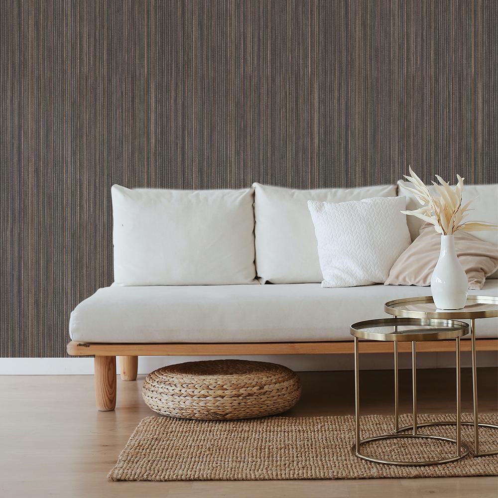 DecoratorsBest Textured Grasscloth Metallic Brown Peel and Stick Wallpaper, 28 sq. ft.