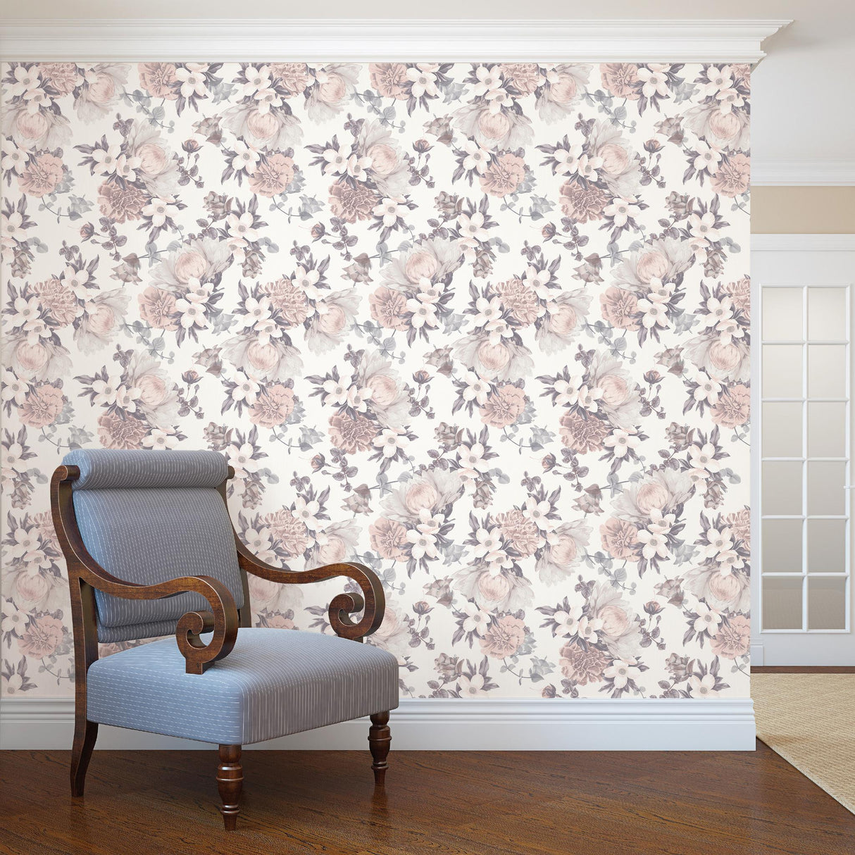 DecoratorsBest Floral Garden Soft Neutral Peel and Stick Wallpaper, 28 sq. ft.