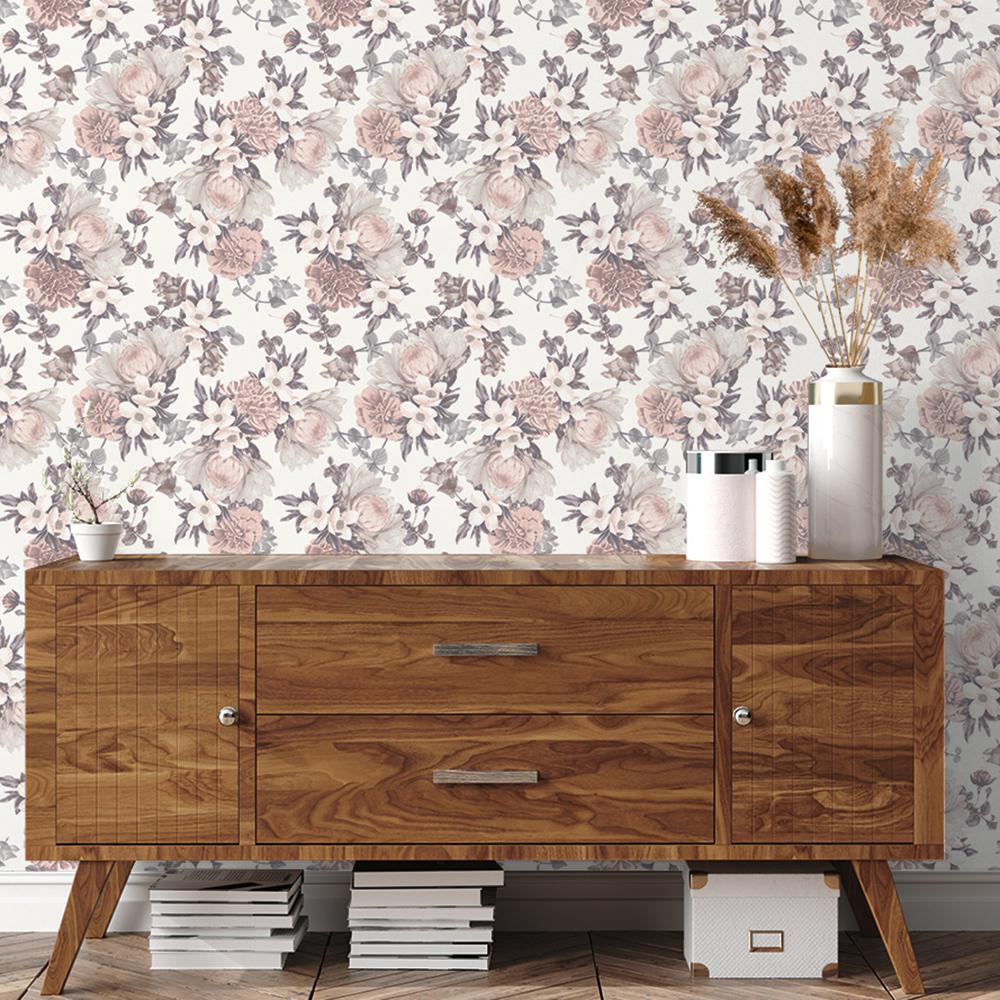 DecoratorsBest Floral Garden Soft Neutral Peel and Stick Wallpaper, 28 sq. ft.