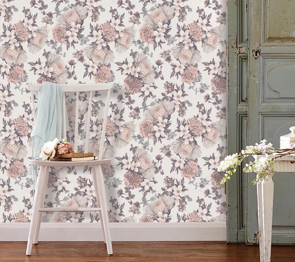 DecoratorsBest Floral Garden Soft Neutral Peel and Stick Wallpaper, 28 sq. ft.