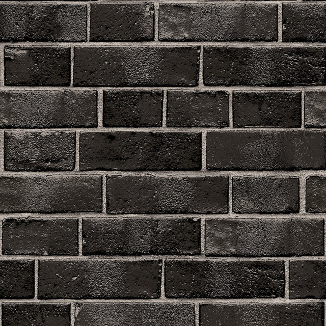 Tempaper Brick Wall Black Peel and Stick Wallpaper, 28 sq. ft.