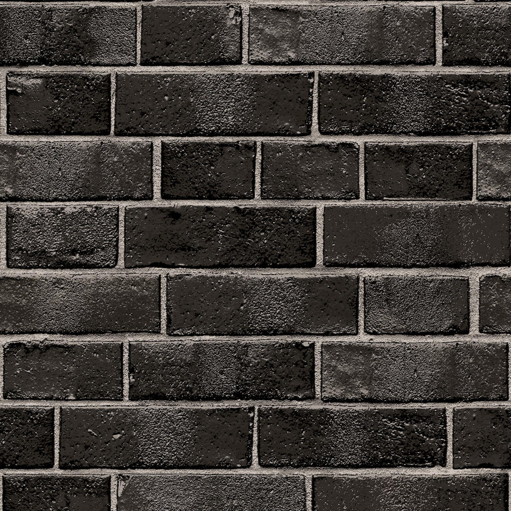 DecoratorsBest Brick Wall Black Peel and Stick Wallpaper, 28 sq. ft.