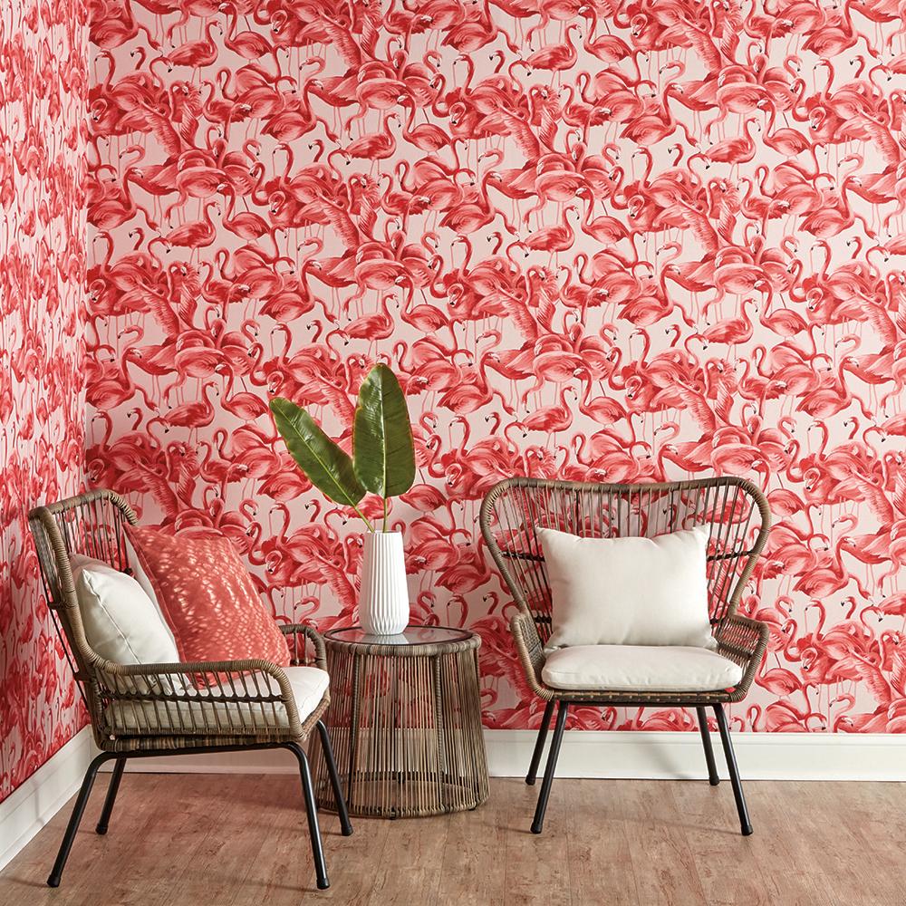 DecoratorsBest Flamingo Fantasy Pink Peel and Stick Wallpaper, 28 sq. ft.