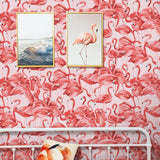 DecoratorsBest Flamingo Fantasy Pink Peel and Stick Wallpaper, 28 sq. ft.